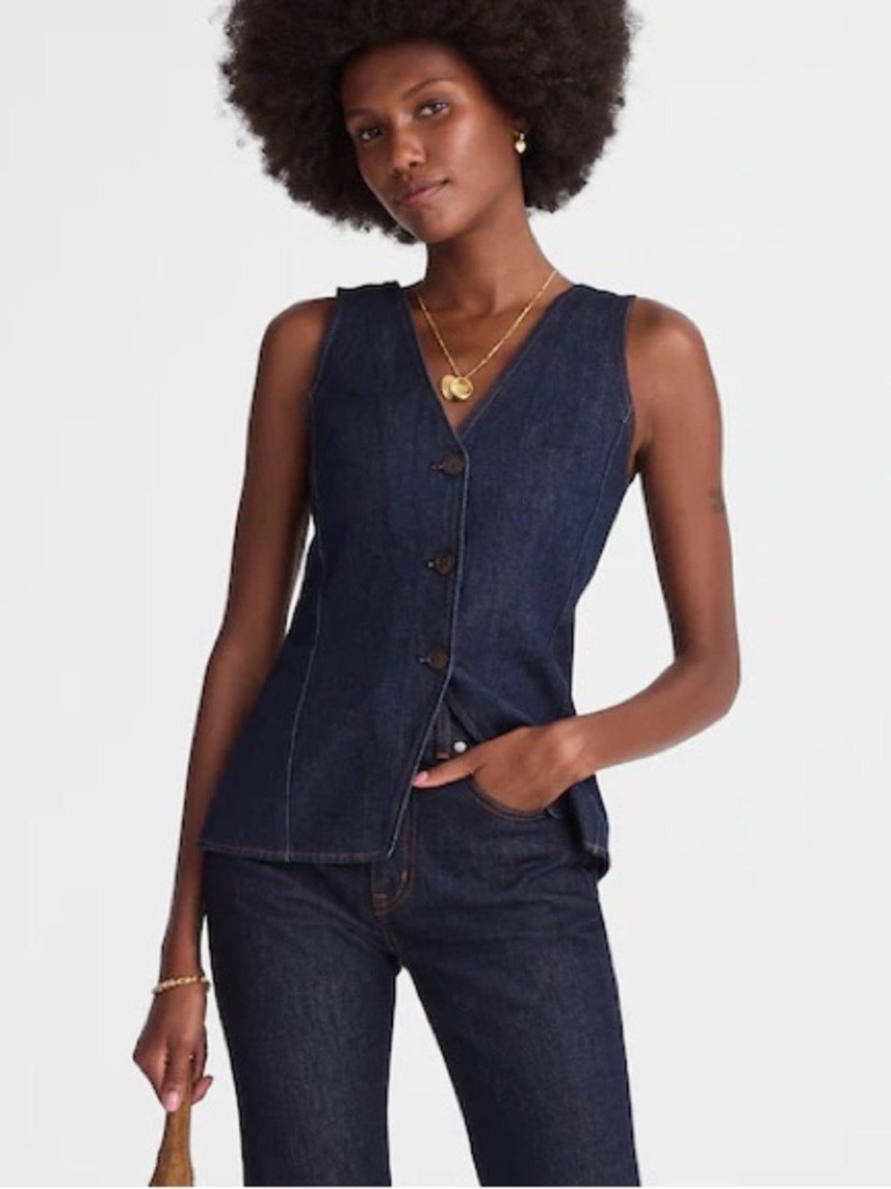 Madewell dark denim cutaway vest - Picture 4 of 9